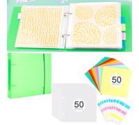 111PCS/Sets 6"x6" Cookie Stencil Storage Binder, Die Cuts and Stamps Storage Binder Holder Baking Stencil Organizer Scrapbooking Cutting Dies Storage Stencil Holder Book Collection Case Folder(Green)