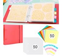 111PCS/Sets 6"x6" Cookie Stencil Storage Binder, Die Cuts and Stamps Storage Binder Holder Baking Stencil Organizer Scrapbooking Cutting Dies Storage Stencil Holder Book Collection Case Folder(Red)