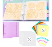 111PCS/Sets 6"x6" Cookie Stencil Storage Binder, Die Cuts and Stamps Storage Binder Holder Baking Stencil Organizer Scrapbooking Cutting Dies Storage Stencil Holder Book Collection Case Folder(Purple)