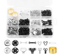 112 Pairs Sewing Hooks and Eyes Closure Set 3 Styles Sewing Skirt Hooks, Sew-on Snaps, Hook and Eye Latches for Trousers Skirt Dress Bra Sewing DIY Crafting