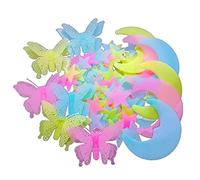 112 PCS Luminous Wall Stickers Set YUTOU 3D Glow in The Dark Stickers Star Moon Butterfly Decals Wall Sticker Wall Decorations for Bedrooms Kids Girl Baby Room Art Home Ceiling Decor