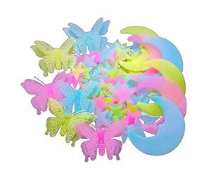 112 PCS Luminous Wall Stickers Set YUTOU 3D Glow in The Dark Stickers Star Moon Butterfly Decals Wall Sticker Wall Decorations for Bedrooms Kids Girl Baby Room Art Home Ceiling Decor