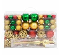 112-Piece Christmas Baubles Set Red Green Golden Made of Shatterproof Polystyrene with 3 Sizes 3 4 6 cm Including Star Snowflake Christmas Tree Topper for Christmas Tree Window Wreath Advent