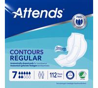 112 x Attends Contours Regular 7 | Unisex Incontinence Pads | 4 Packs of 28