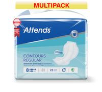 112 x Attends Contours Regular 8 Incontinence Pads | 4 Packs of 28 | Multi Pack