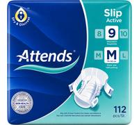 112 x Attends Slip Active 9 | Medium | Adult Incontinence Slips | 4 Packs of 28