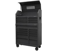 1120 x 460 x 1650mm 17 Drawer Combination Tool Chest -BLACK- UK Mains Power Bar