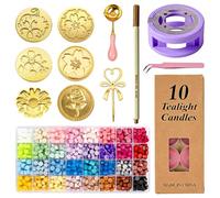 1121Pcs Wax Seal Kit, Sealing Wax Beads Set with Warmer, 6PCS Alien Seal Head Lacquer spoon Blue Handle 10PCS Candles 1Pcs Metallic Pens for Stamps