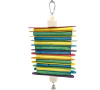 1125 Rainbow Sola Stick Stack Handcrafted Bird Chew Toy with Colorful Sola Wood Sticks - Foraging Toy for Conures, Parakeets, and Cockatiels - Safe & Natural Parrot Enrichment Toy - Made in USA