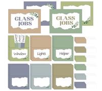 112Pcs Eucalyptus Class Jobs Bulletin Board Set Greenery Classroom Job Pocket Chart Bulk Sage Green Class Management Pocket Chart Teacher's Helper Posters Cards Chalkboard Decor School Supplies