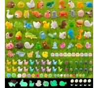 112pcs Mini Resin Animals,55 Styles Mixed Luminous Miniature Animal Tiny Animals Bulk Glow in The Dark for Dollhouse Fairy Garden Décor Micro Landscape Ornaments Aquarium Craft Accessories