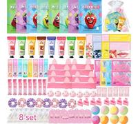 112PCS Spa Party Supplies for Girls, Spa Party FavorsInclude Face Masks,Hand Cream,Lip Mask,Spa Headband and Foot Bath Bombs,Ideal for Spa Birthday & Sleepover Party Supplies for Women