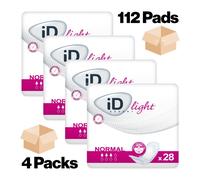 112x iD Expert Light Normal - 4 Packs of 28 - Women's Incontinence Pads 300ml