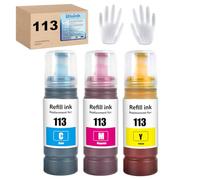 113 Ink Bottle Compatible with Epson 113 Colour Ink Multipack for ET-5150 ET-5170 ET-5800 ET-16600 ET-16650 ET-16680 ET-16150 ET-5850 ET-5880 Printer (3 Pack, C/M/Y)