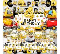 113 PCS Digger Birthday Decorations 4th, Construction Party Balloons, Construction Balloon Set, Suitable for Decorating Birthday Parties, Baby Showers, and Various Holidays