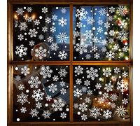 113 PCS Snowflake Window Clings, GeeRic Winter Decorations 4 Sheets Christmas Window Cling Stickers Snowflake Stickers Removable for Christmas Home Shop Party Window