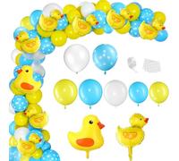 113 Pcs Yellow Duck Balloon Arch Garland Kit 12 10 5 Inch Blue Yellow White Latex Balloons Mini Foil Balloons for Baby Shower Decorations rubber duck Themed Birthday Party Supplies