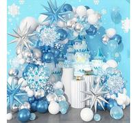 113 Pieces Frozen Birthday Decoration, Balloon Decoration for Girls Parties, Snowflake Foil Balloons, Frozen Party Decoration, Elsa Princess Birthday Decoration