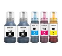 113 pigment Ink Compatible with Epson 113 Ink Bottle Multipack for EcoTank ET-16150 ET-16600 ET-16650 ET-15000 ET-5100 ET-5150 ET-5160 ET-5800 ET-5850 ET-5880 (5-Pack,2 Black/Cyan/Magenta/Yellow)