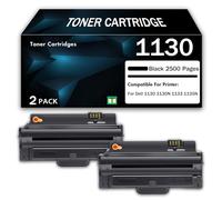 1130 330-9523 Black Toner Cartridge With Chip Replacement for Dell 1130 1130N 1133 1135N Laser Printer, Print Clearly, High Yield, Easy to Add Powder,Black-2PCS