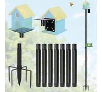 114-Inch Birdhouse Pole Stand, Heavy Duty Metal Bird House Mount with Ground Stake Base, Multi-Section Outdoor Pole for Birdhouses, Feeders & Garden Decor