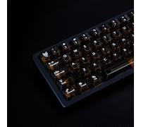 114 Keys Black Transparent Keycaps PC UV Printed Cherry Profile Clear Keycap Set Fit for 60% 65% 75% Cherry Mx Switches Mechanical Keyboard