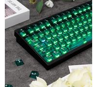 114 Keys Clear Crystal Green PBT Keycap Set, Translucent Shine Through Cherry Profile Keycap for ANSI Layout Mechanical Gaming Keyboard