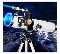 114 Mm Aperture 700mm AZ Mount Astronomical Reflectors Telescope Adjustable, Portable Telescopes with Phone Adapter (White E)