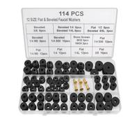 114 PCS Faucet Washer Kit with Brass Bibb Screws - Assorted Flat & Beveled Neoprene Rubber Washers for DIY Outdoor Faucet Repair