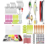 114 Pcs Tackle Box Kit With Spinners, Soft Lures, Bait, Plastic Worms, Hooks, Weights, Swivels for Trout Bass Freshwater Fishing Accessories