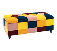 114 x 47 x 47cm Velvet Storage Ottoman, Button-tufted Footstool Box