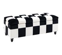 HOMCOM 114x47x47cm Velvet Storage Ottoman Button-Tufted Footstool Box, Multi