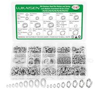 1147PCS Flat and Spring Lock Washers Assortment Kit, Metric Split Lock Washers for Screws Bolts, 304 Stainless Steel, 9 Sizes-M2 M2.5 M3 M4 M5 M6 M8 M10 M12 for Home, Factories, Kitchens, Shops