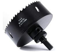 114mm Hole Saw, HSS Bi-Metal Hole Cutter with Pilot Bit for Plate Steel, Sheet Iron, Ceiling Board, Wood and Plasterboard, Black