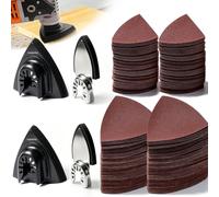 114Pcs Oscillating Tool Sanding Pads Kit 2Pcs Triangle Sanding Pads and 2Pcs Finger Sanding Pad 110Pcs Sandpaper Grit(60-240)Fit for Finishing Wood Plaster Metal Leather Compatible with Multiple Tools