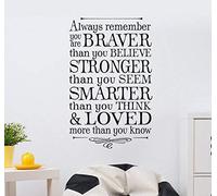 114x74cmAlways Remember You are Braver Removable Decal Nursery PVC Material Vinyl Wallpaper Art Wall Stickers Wateproof Mural Home Deco