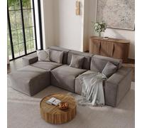 115" Modular Sectional SofaVelvet Couch Set 3Seater with Reversible Ottoman Oversized Deep Seat Comfy Cloud Sofa for Home & Office