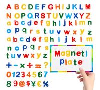115 PCS Magnetic Letters and Numbers for Children, Alphabet Letter Fridge Magnets for Kids, A-Z Uppercase & Lowercase with 1 Magnetic Plate, Math Symbols Preschool Learning Counting