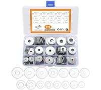 115 Pcs Stainless Steel Large Fender Washers, 15 Sizes Flat Penny Washers Assortment Kit for Car Ship Assembly, Furniture Installation, Electrical Connections, DIY Project (115)