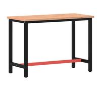 (115 x 55 x 81.5 cm) vidaXL Workbench Wooden Work Table Work Bench Tool Solid Wood Beech and Metal