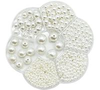 1150Pcs 3/4/5/6/8/10/12mm Round Pearls Beads,White Mixed Imitation Pearls Luster Glossy Polished Loose Beads for Wedding Party Decoration Jewelry Craft Making