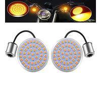 1157 Front Rear LED Turn Signal Lights,2 inch bullet Turn Signal Panel Lights Compatible for Harley Softail Dyna Sportster Touring IRON FLHX-Street Glide.White/Amber.(2-Pack) (1156-Amber)