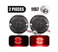 (1157 RED with RED) Motorcycle Smoke 1156 1157 Front Led Turn Signal Lights DRL White Amber