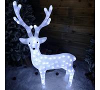 115cm LED Indoor Outdoor Standing Christmas Reindeer Decoration in Cool White Samuel Alexander White One Size