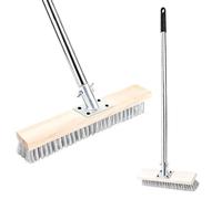 115cm Wire Scrub Weed Brush with Long Handle, Deck Scrub Brush,Wire Broom with Telescopic Handle, Heavy Duty Stiff Metal Bristle Scrubber Broom, for Outdoor Garden Moss Removal