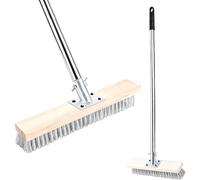 115cm Wire Scrub Weed Brush with Long Handle, Deck Scrub Brush,Wire Broom with Telescopic Handle, Heavy Duty Stiff Metal Bristle Scrubber Broom, for Outdoor Garden Moss Removal
