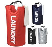 115L X-Large Laundry Basket, Collapsible Laundry Hamper, Foldable Clothes Bag, Waterproof Laundry Bin with Padded Handles for Bedroom, Laundry Room, Bathroom- Red