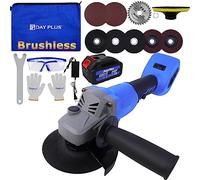 115mm Cordless Angle Grinders with Battery and Charger, 21V Brushless Angle Grinder Power Tools, 10000 RPM 6.0Ah Battery Grinder, 2-Position Adjustable Auxiliary Handle for Cutting Grinding Polishing