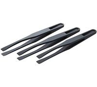 115mm Long Flat Tip Black Plastic Antistatic Tweezers 3 Pieces Beautiful design