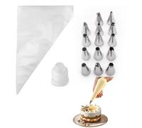 115pcs Professional Baking Decorating Set - 100 Disposable Piping Bags & 14 Stainless Steel Icing Tips with Connectors for Cakes, Cookies, Cupcakes, Pastry Tools